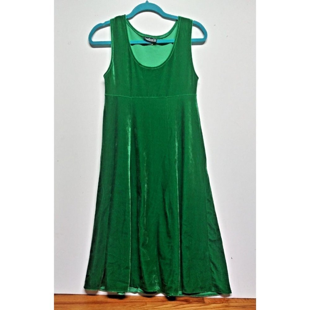 American Girl Dress RARE FIND Green Velvet L/XL Maxi sleeveless Formal Church